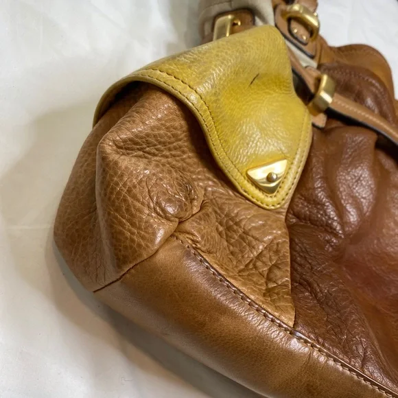 B Makowsky leather Tan Multicolored handbag Shoulder Gold Hardware A021121 - Picture 7 of 10
